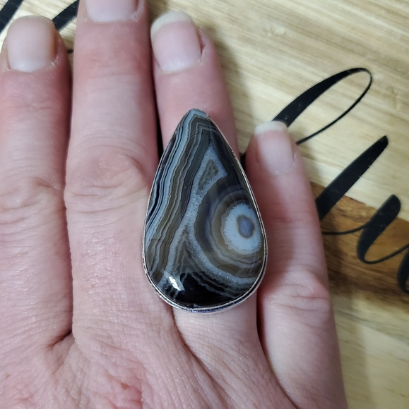 New Huge Botswana Agate 925 Silver Ring. - Picture 2 of 8